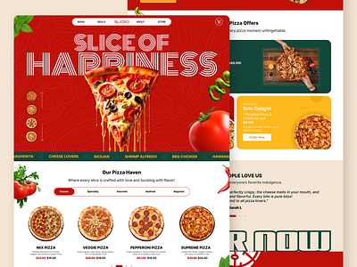 SLICEO - A Slice of Creativity Landing Page website app beverage design food food and drink healthy food home page landing page modern nutrition pizza restaurant shop ui ux web web design website website design