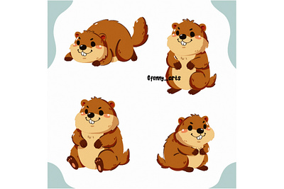 Cute Cartoon Groundhog and Nature animal background cartoon character cute element environment farm farmer groundhog land nature otter pattern safari seamless season set wildlife zoo