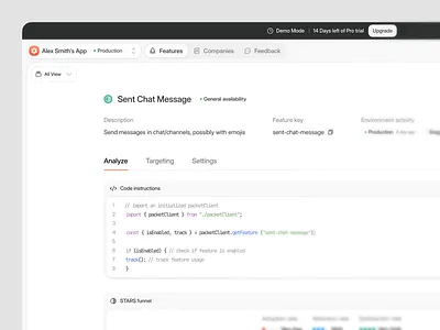 Packet Panel - Feature Management Dashboard bucket dashboard management minimal minimalist mixpanel product saas saas design software ui uiux