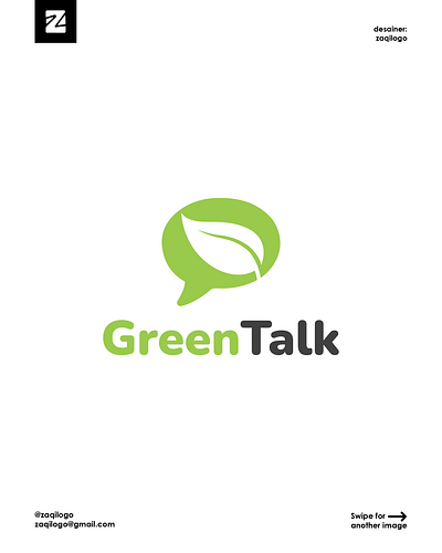 Green Talk Logo design graphic design green green talk logo icon leaf logo logos logotype simple simple logo talk vector