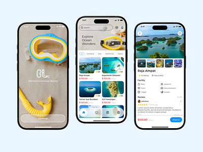 Snorkeling Booking App booking design mobile travel ui