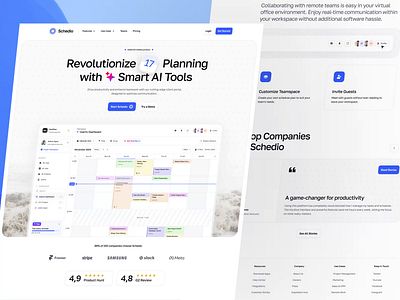 Landing Page - Tasks and AI scheduling ai animation b2b calendar design landing page motion graphics popular saas schedule scheduling task ui uidesign ux uxdesign web design website