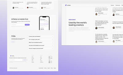 AI Note - SaaS Landing Page ai design landing page minimalist note taking product saas ui design website