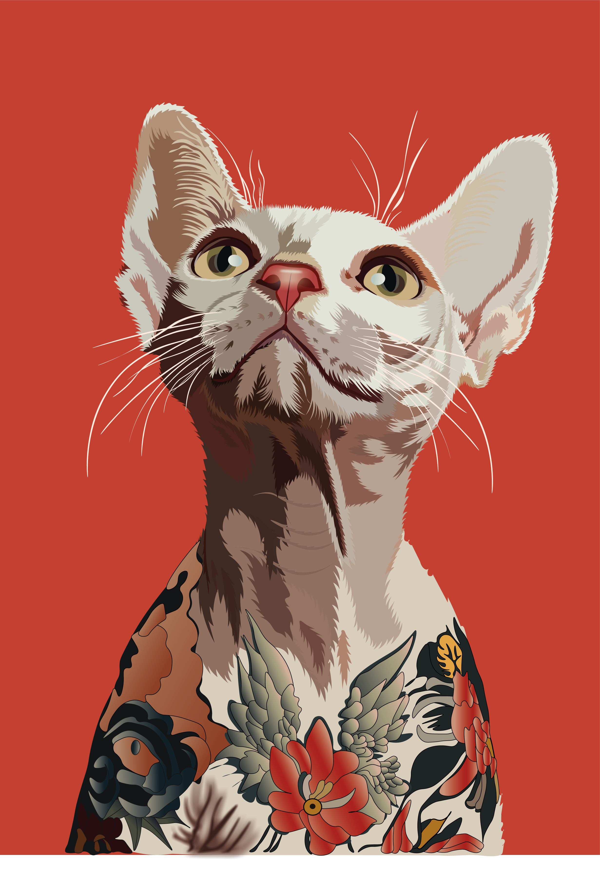 Сат animalil animalillustration cat catportrait creativeart digitalart graphic design illustration portrait tatto tattooart tattoocat tattoodesign vector