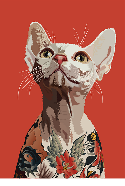 Сат animalil animalillustration cat catportrait creativeart digitalart graphic design illustration portrait tatto tattooart tattoocat tattoodesign vector