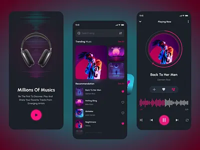 Music Player Concept app application audio audio player concept dark dark theme desing mobile mobile app mobile application mobile design music music player player ui ui ux ux