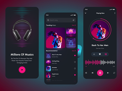 Music Player Concept app application audio audio player concept dark dark theme desing mobile mobile app mobile application mobile design music music player player ui ui ux ux