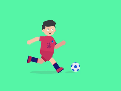 Chelsea Player Dribbling a Ball Animation animation ball chelsea cycle dribbling flat football illustration ktbffh player premier league run running soccer the blues