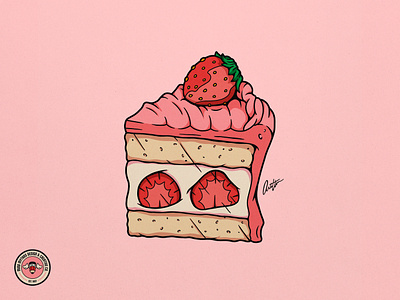 Strawberry Cake Illustration illustration ink pen illustration line art line art illustration procreate procreate illlustration