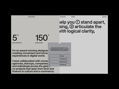 Ivan Duzhak | Portfolio Website about clean colors colors combination design desktop layouts layout portfolio sticky ui ux web web animation webdesign webflow website