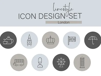 Linestyle Icon Design Set London britain