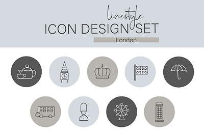 Linestyle Icon Design Set London britain