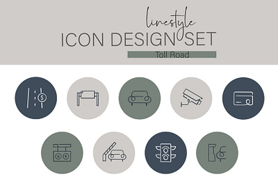 Linestyle Icon Design Set Toll Road way