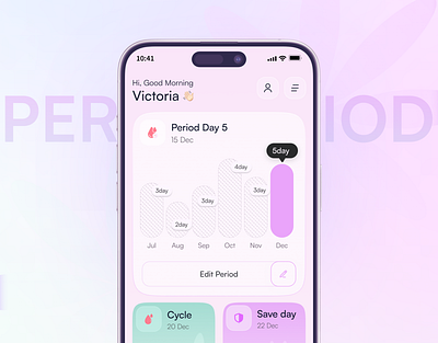 Period Tracker Mobile App Design calendar cycle cycle trend doctor health app health tracker medical medicine menstruation mobile mobile app period tracker periods pregnancy ui ux woman health