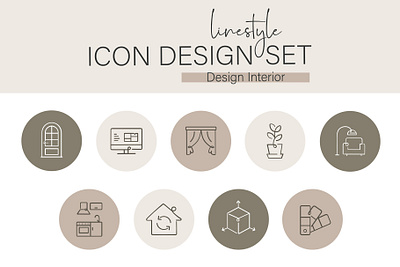 Linestyle Icon Design Set Design interior wall