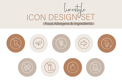 Linestyle Icon Design Set Food Allergens & Ingredients label