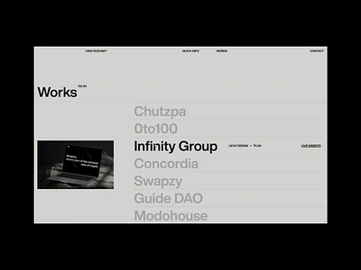 Ivan Duzhak | Portfolio (Work Page) clean design grid hover animation layout modern portfolio projects ui ux web web animation webdesign webflow website work work page