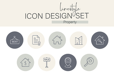 Linestyle Icon Design Set Property real estate