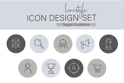 Linestyle Icon Design Set Target Audience finder