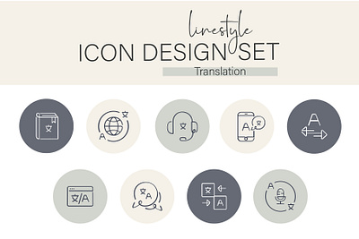 Linestyle Icon Design Set Translation online