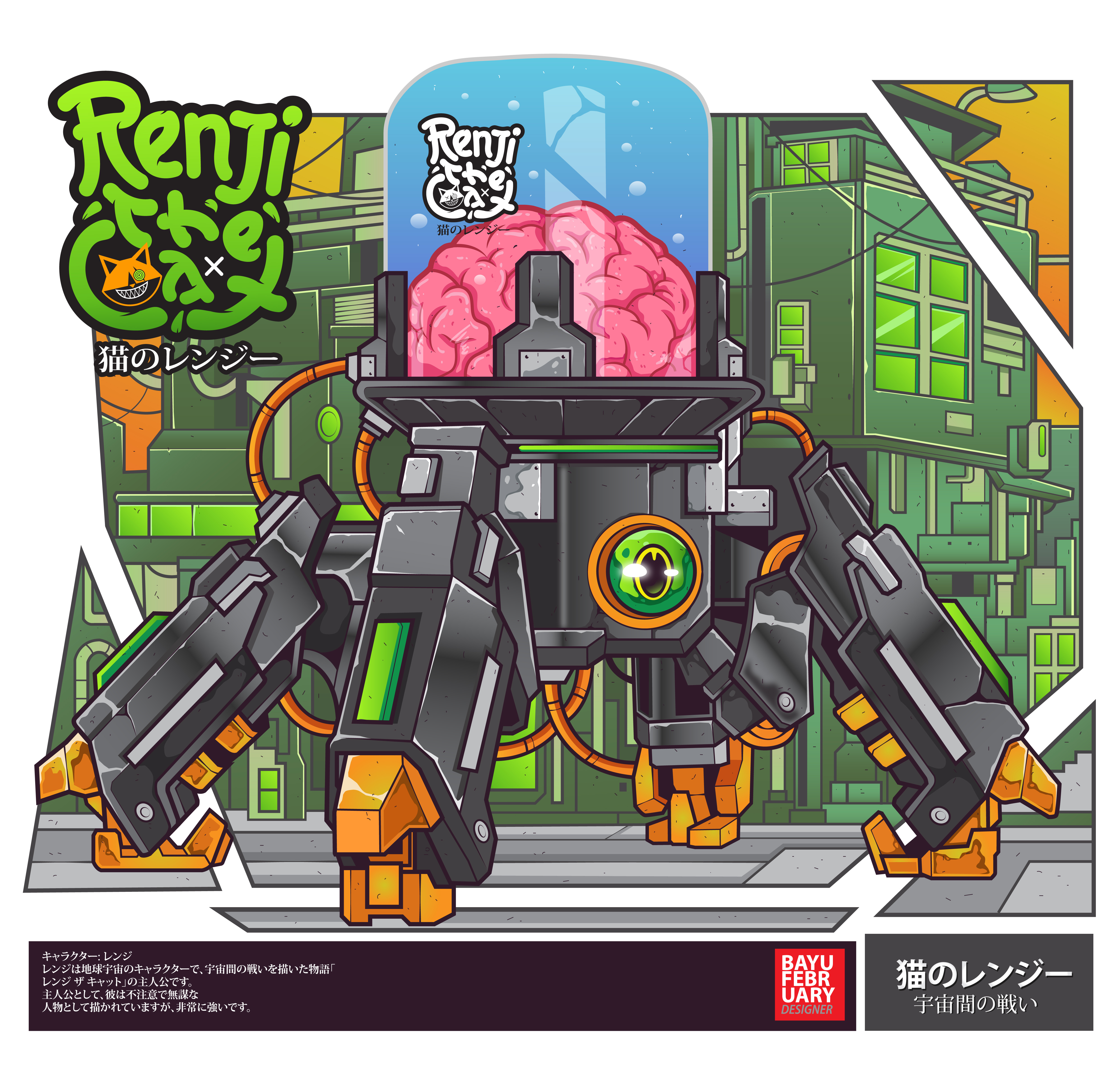 Robot model: BRAIN-N07 animation brain futuristic gamecharacter mecha motion graphics nft robot vector