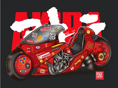 Kaneda's motorbike concept in the film AKIRA akira anime fanart kaneda motion graphics motorbike red toys urbanart vector