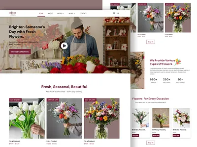 "Blossom: A Fresh and Elegant Flower Shop Landing Page Design 🌸 cleaninterface creativelayout customerexperience digitalexperience ecommercedesign floralwebsite flowershop freshflowers landingpagedesign minimalui moderndesign natureinspired onlineshopping productshowcase responsivedesign uiuxdesign userfriendlydesign visualaesthetics webdesign websiteconcept