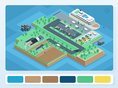 Production to Distribution Isometric Illustration branding colorful company cruise design distribution farm graphic design illustration isometric logo ui ux vector