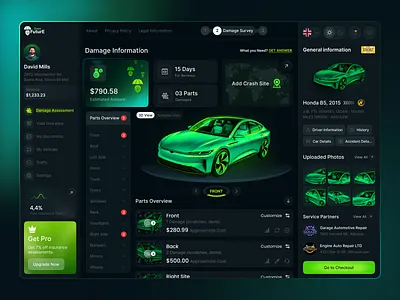 AI Car Insurance ai ai insurance ai platform dark theme dashboard design product web design
