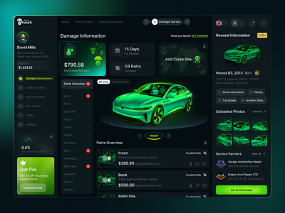 AI Car Insurance ai ai insurance ai platform dark theme dashboard design product web design