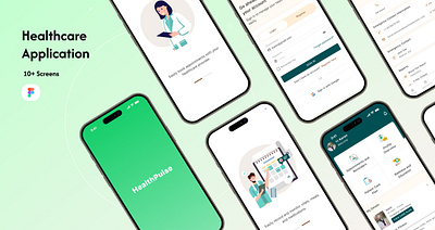 HealthPulse - Healthcare Mobile App 3d branding colors design figma graphic design illustration logo ui ux vector