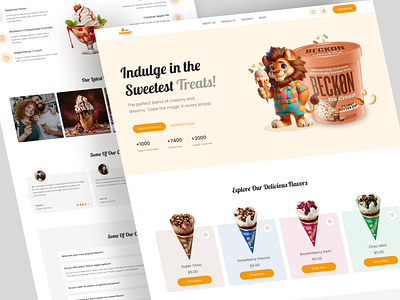 Shopify E-commerce Landing Page clean design creative design e commerce food food landing page ice cream landing page minimal ui modern design online store product page product showcase shopify user experience visual design web design website concept