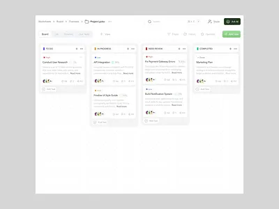 Kanban Interaction - Animation ai animation card clean interaction kanban kanban animation motion skeleton smooth statistic task management transition ux