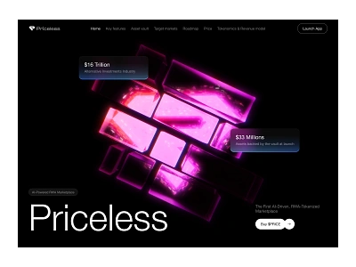 Priceless - The First AI-Driven, RWA-Tokenized Marketplace 3d 3d art 3d website ai crypto design finance fintech landing landing page landingpage web web 3 web design web3 webdesign website