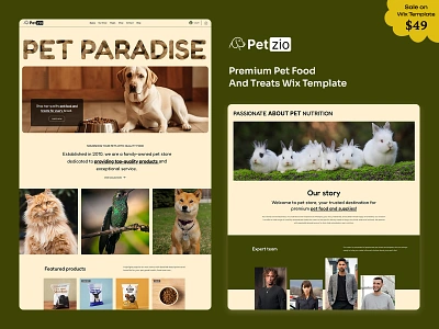 Petzio Wix Website Template animal care animal lovers business website grooming services mobile friendly pet grooming pet lovers pet services pet shop pet shop online pet shop template pet store design pet store website petbusiness seo friendly uiux webdesign webdevelopment wix design wix template