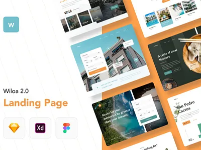 Wiloa 2.0 Landing Page Design UI Kit adobe xd figma homepage landing page landing page design landing page design ui kit sketch ui design web web design web ui website website design