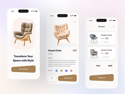 Furniture App UI Design – Transform Your Space with Style aamamun branding design ecommercedesign fresh design furnitureapp furnitureshopping graphic design minimaldesign mobile app design mobile app ui mobile ui mobileappdesign ui uidesign uiuxdesign uxdesign