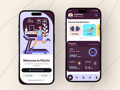 FitLife: Fitness App Concept app best designer design designer dribbble best design exercise fitness fitness center fitness club fitness tracker gym health tracking ios app mobile mobile app mobile ui popular designer top designer workout workout tracker