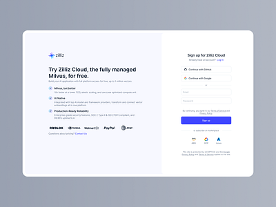 Zilliz Cloud Sign Up, SaaS, Infra AI, Marketplace cloudapp markteplace saas webapp