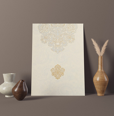 White Matte Paisley Themed - Screen Printed Wedding Invitation simple elegant wedding cards