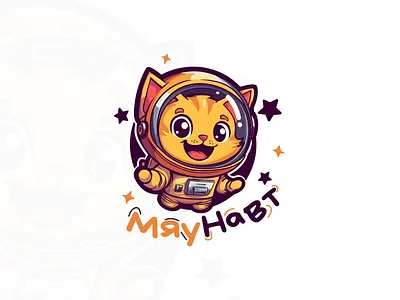 Astronaut cat in space mascot logo logo logo astranaut logo brand logo cat logos logotype