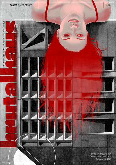 Brutalism, Poster 3 architecture art brutalism design digital art digital illustration drawing house idea illustration portrait poster typography woman