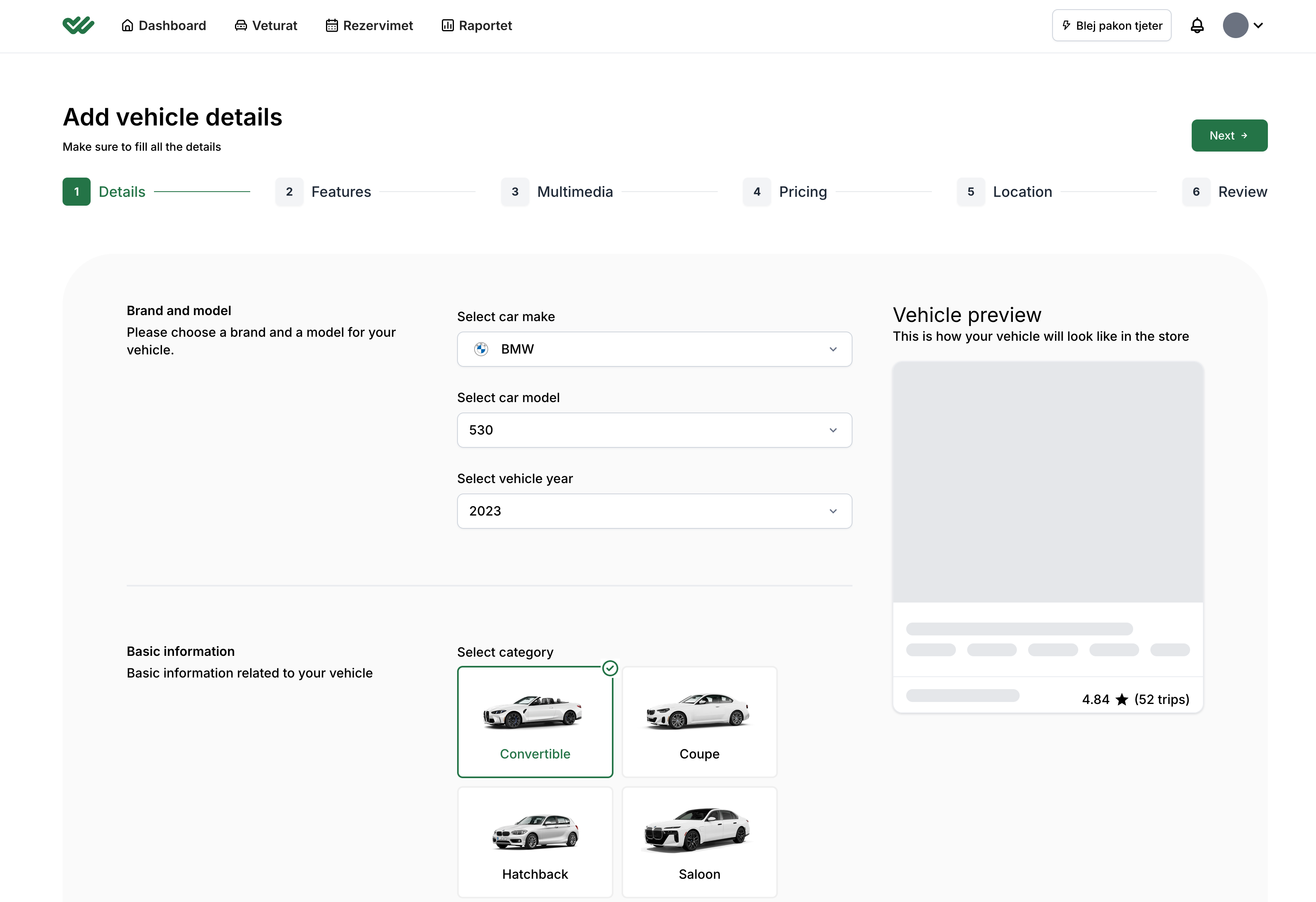 Example of Rent A Car Web Application
