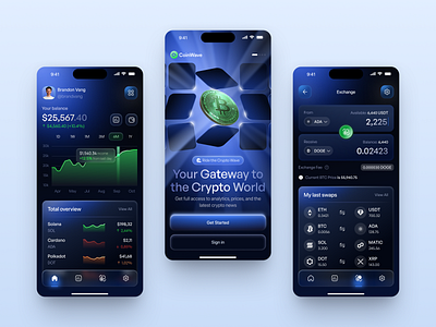 CoinWave - Mobile for Crypto app design application design blockchain blockchain app crypto crypto app crypto app concept crypto mobile design graphic design ios app design p2p product service startup trading trading app ui uiux ux