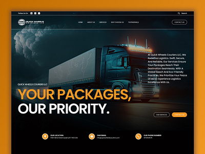 Quick Wheels Couriers LLC: UI Design Variant 2 courier services eco friendly practices figma figma design landing page design logistics website minimal design modern web design responsive design ui design ui ux design ui variant ux design uxui design website design