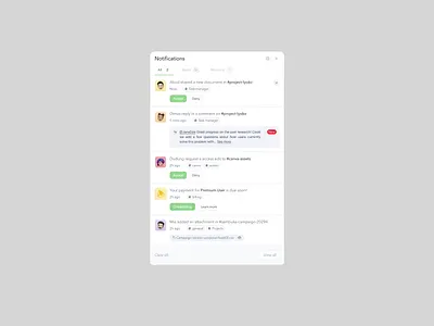 Notification Panel Interaction - Animation ai animation chat dashboard dialog interaction interaction animation learn more modal motion notification panel project read reply responsive saas ux vektora view all