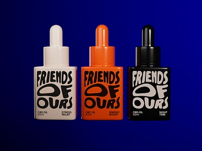 Friends Of Ours CBD packaging branding cbd concept design dropper graphic design identity minimal packaging typographic typography