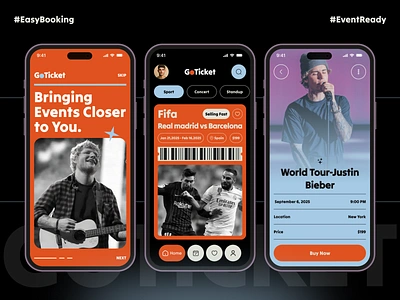 GoTicket: Your Ultimate Event Booking App 📱 app app design booking clean concert design event event agency event app event booking app event mobile app events mobile app music party schedule ticket booking app ui design ui ux uiux