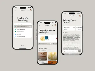 SonaAI – AI Personal Assistant agent ai app bot chatbot chatgpt mobile product saas startup ui uiux ux web3