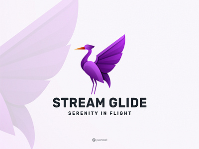 STREAM GLIDE Creative Heron Logo Design animal logo bird logo branding colorful education gradient graphic design heron heron logo icon logo design logo designer modern symbol visual identity wings